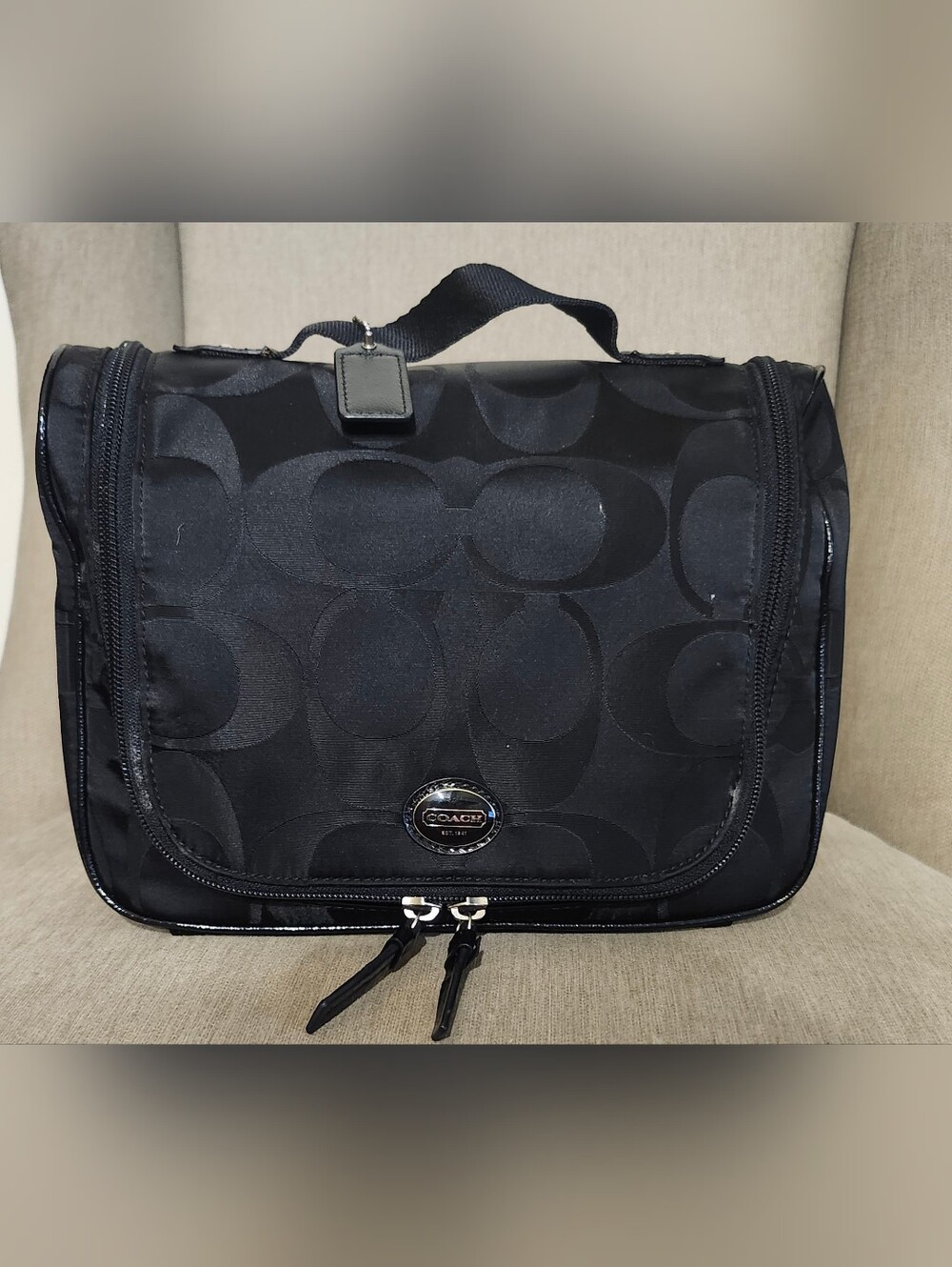 Coach Black Signature Toiletry Bag